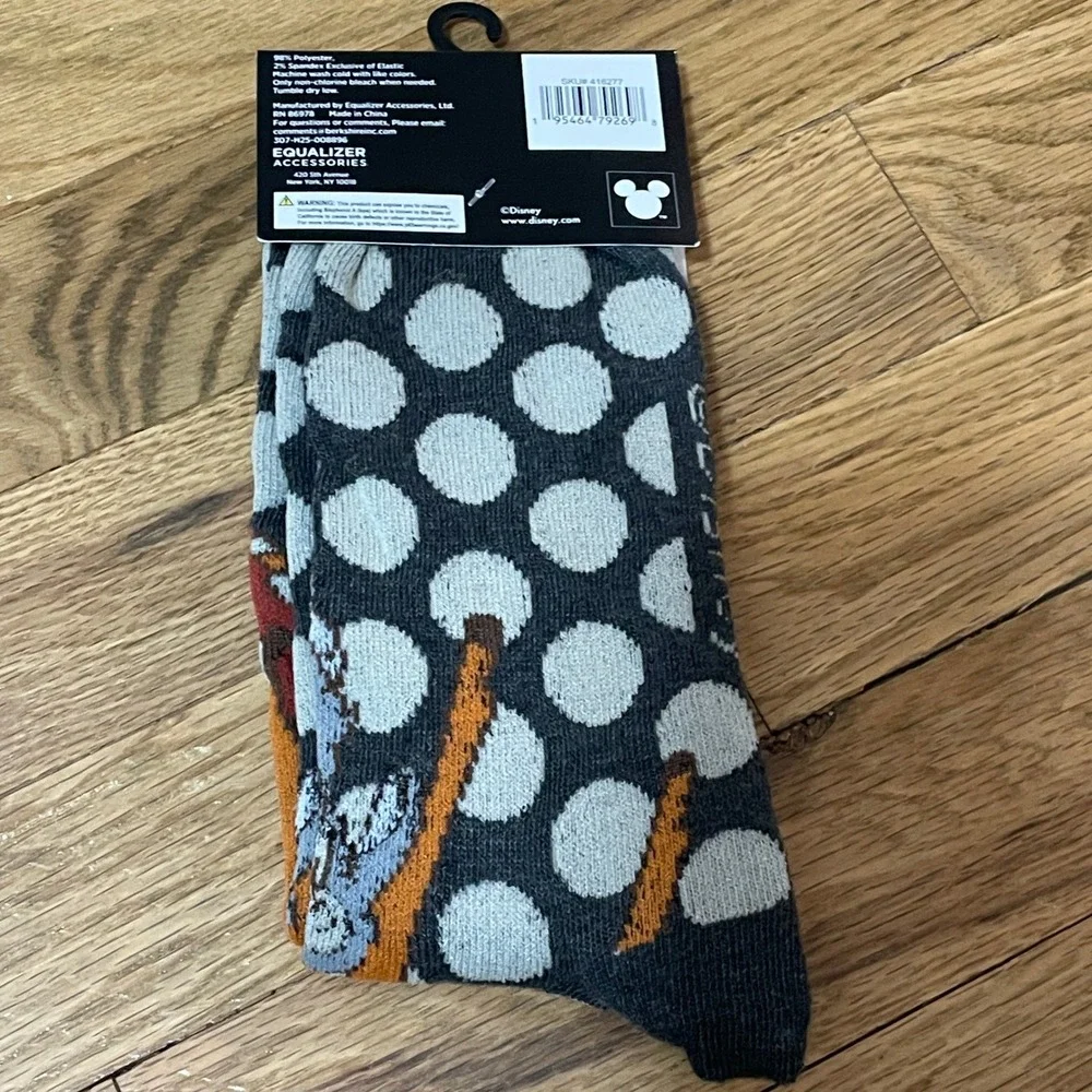 Disney Bambi Thumper Crew Mid Calf Socks Gray Polka‎ Dot Size 9-13 New NWT